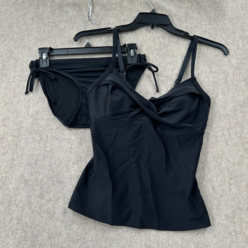 Athleta 2 piece Swimsuit Tankini Halter Wired Top 34D/DD Bikini Bottoms SZ Small